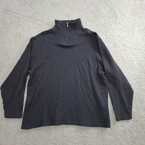 Perry Ellis Sweater Mens XL Classic Gray Wool Blend 1/4 Zip Preppy Ribbed Cozy